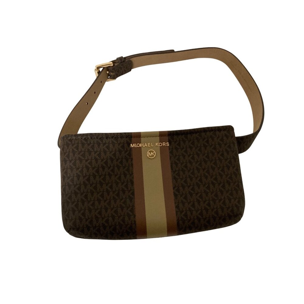 Michael Kors Brown and Tan Bag Fanny Pack Adjustable Logo Belt